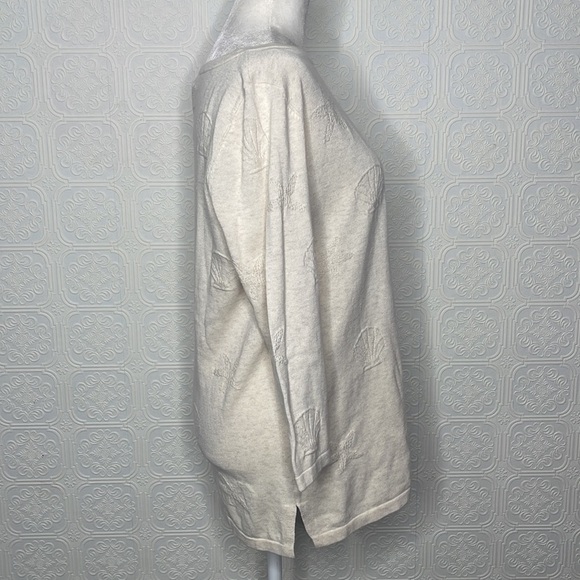 Talbots | Cream Seashell Lightweight Oversized Sweater, with 3/4 Sleeves - Picture 3 of 11
